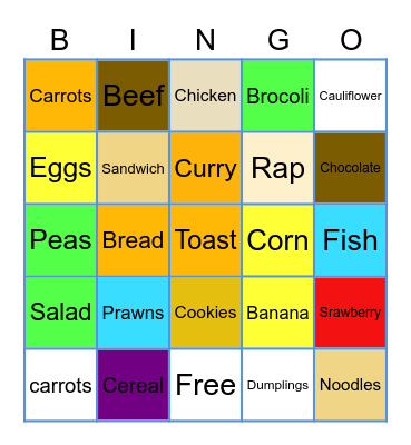 Chinese Daily Food Bingo!! Bingo Card