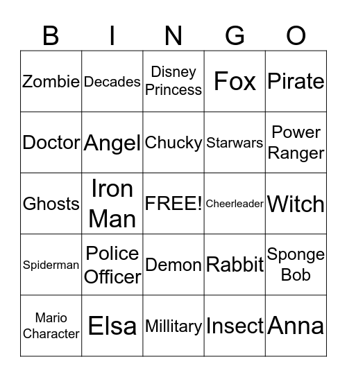 Halloween Bingo Card