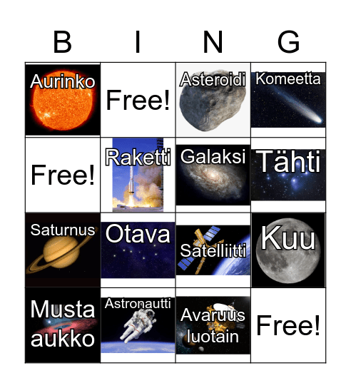 Avaruusbingo Card