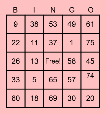 Anne Bingo Card