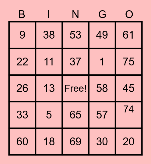 Anne Bingo Card