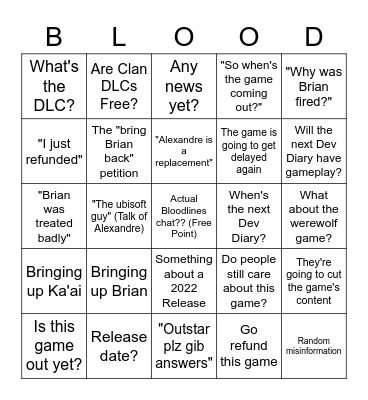 Bloodlines 2 Server Bingo Card