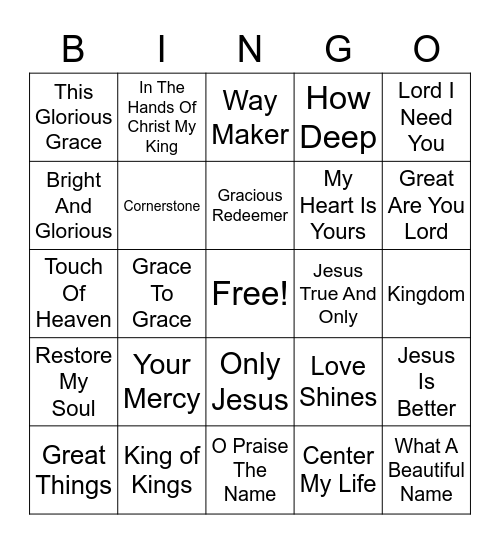 Mosaic Songlist Bingo Card