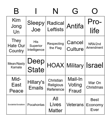 RNC Convention Bingo Card