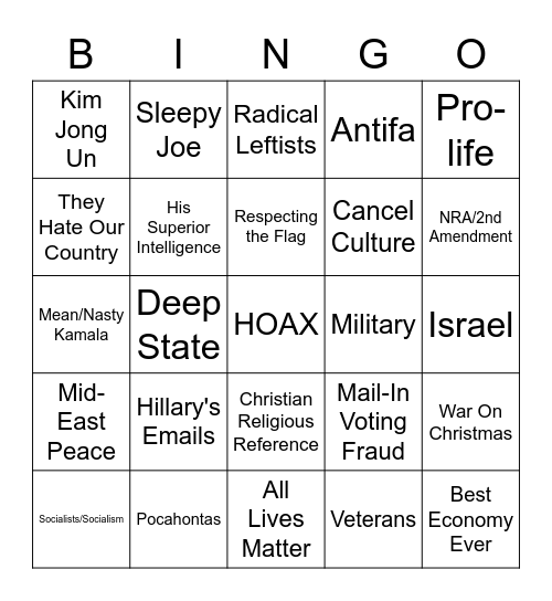 RNC Convention Bingo Card