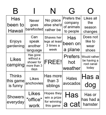 Did you Know? Bingo Card