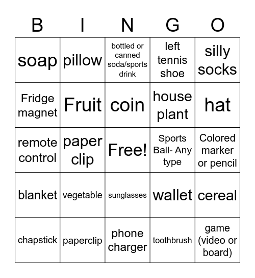 Trembley Scavenger Hunt Bingo Card