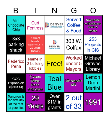 Elizabeth's BINGO Card