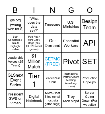 GLS20 Debrief: Official Bingo Card Bingo Card