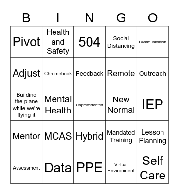 Orientation Bingo Card