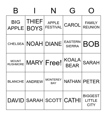 POPPIPALOOSA BINGO 1 Bingo Card