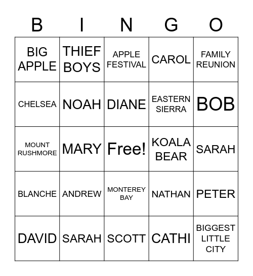 POPPIPALOOSA BINGO 1 Bingo Card