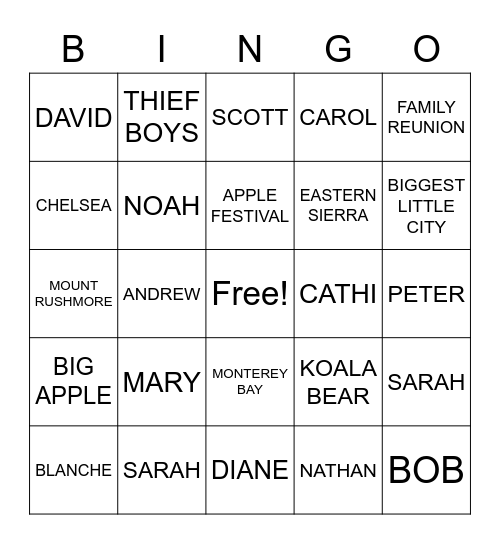 POPPIPALOOSA BINGO 1 Bingo Card