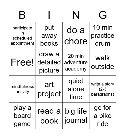 Daily Bingo! Bingo Card