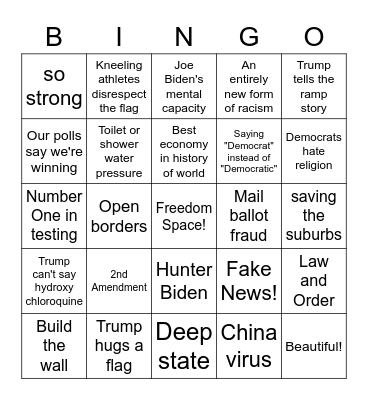 Republican National Convention Bingo Card