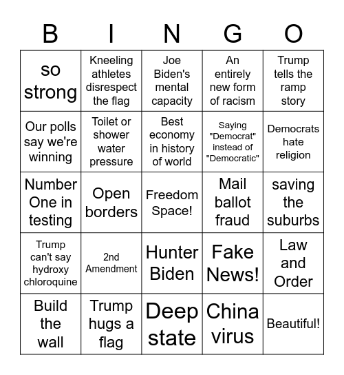 Republican National Convention Bingo Card