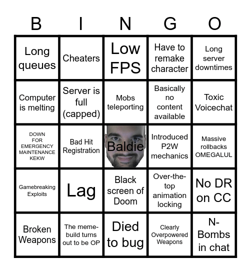 New World MMO Bingo Card