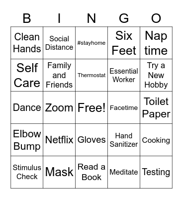 Bingo-Quarantine Edition Bingo Card