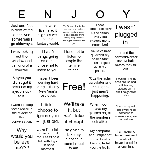 Congratulations Deb! Bingo Card