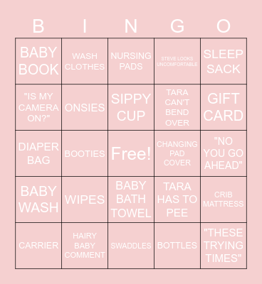 Baby Shower Bingo Card