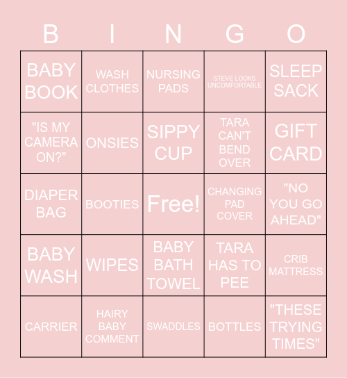 Baby Shower Bingo Card