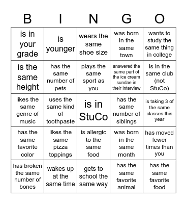 Find someone who... Bingo Card