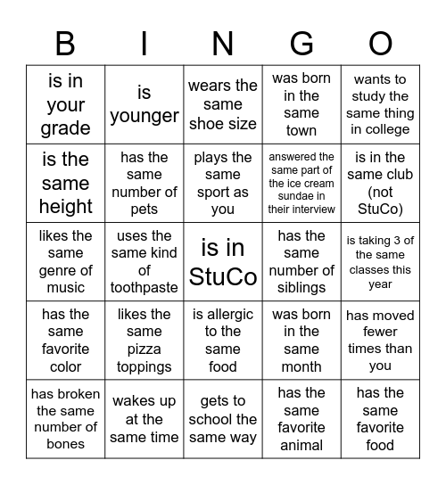 Find someone who... Bingo Card