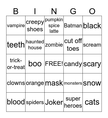 Halloween Bingo Card