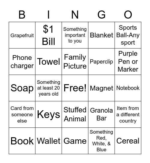 Government Scavenger Hunt Bingo Card