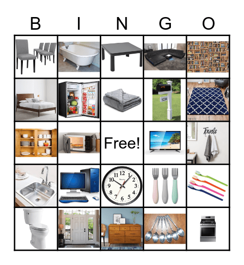 Household Items Bingo Card