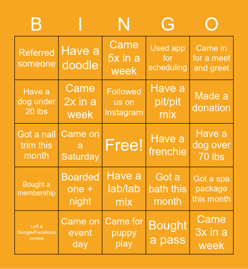 September Dogtopia Bingo Card