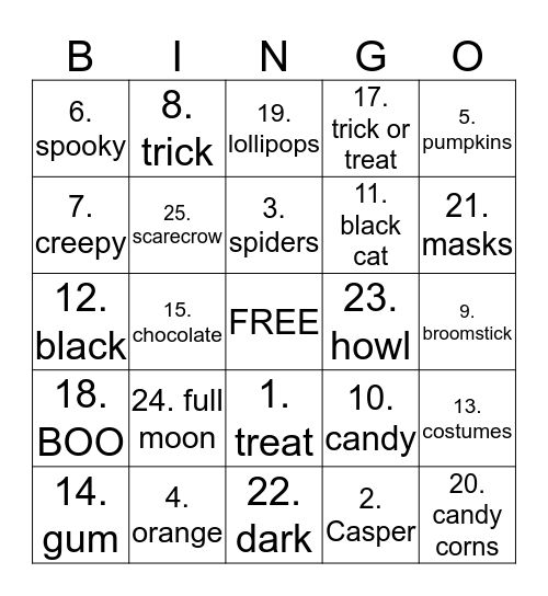 BINGO CARDS Bingo Card