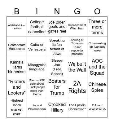 RNC Bingo Card