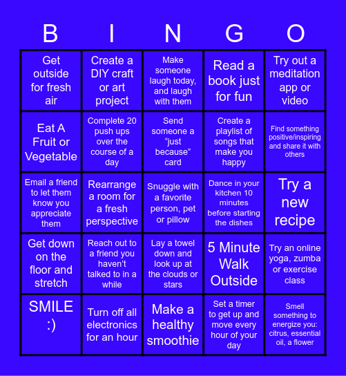 Wellness Bingo Card