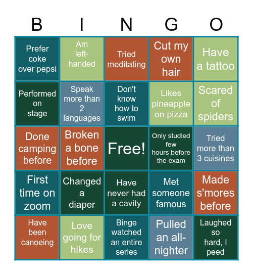 Trent International Bingo Card