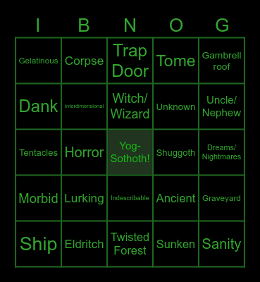 Lovecraftian Bingo Card