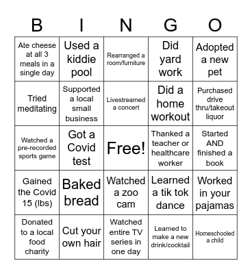 Blue Sky Bingo Card