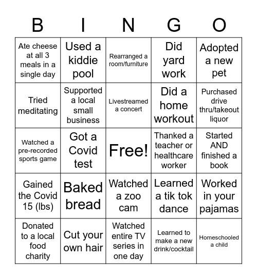 Blue Sky Bingo Card