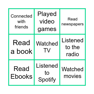 Quaranthings Bingo Card