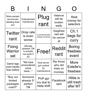KR MT bingo Card