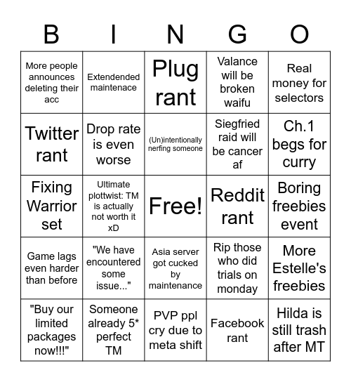 KR MT bingo Card