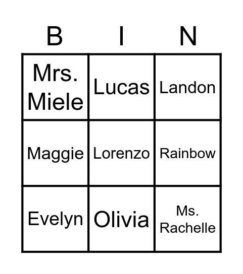 Friends Bingo Card