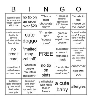shift at work bingo Card