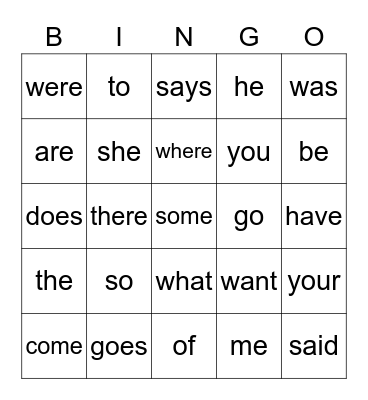 Sight words - list one Bingo Card
