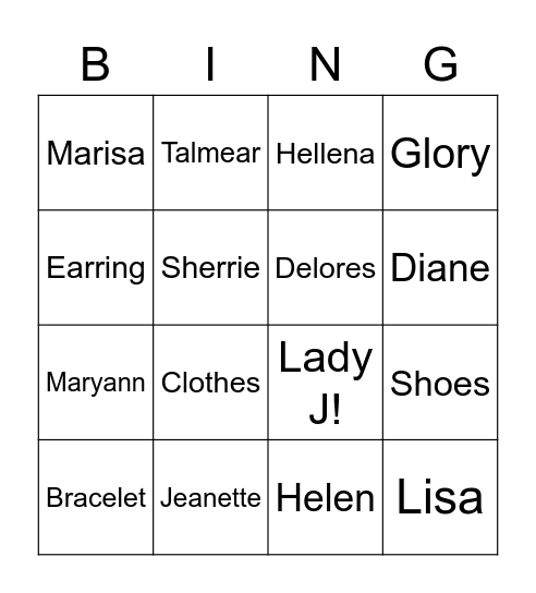 A Diva's BINGO Card