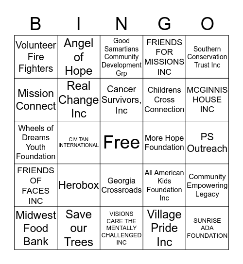 Community Bingo Card