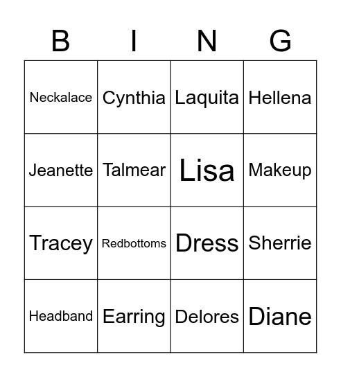 A Diva's BINGO Card