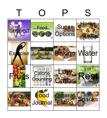 Healthy Eating Bingo Card