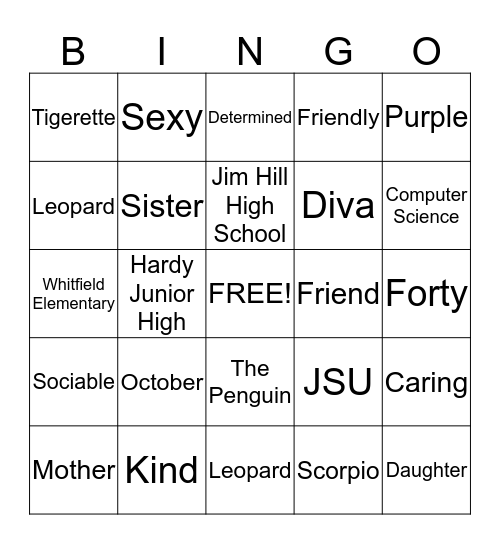 Robbie's Birthday  Bingo Card