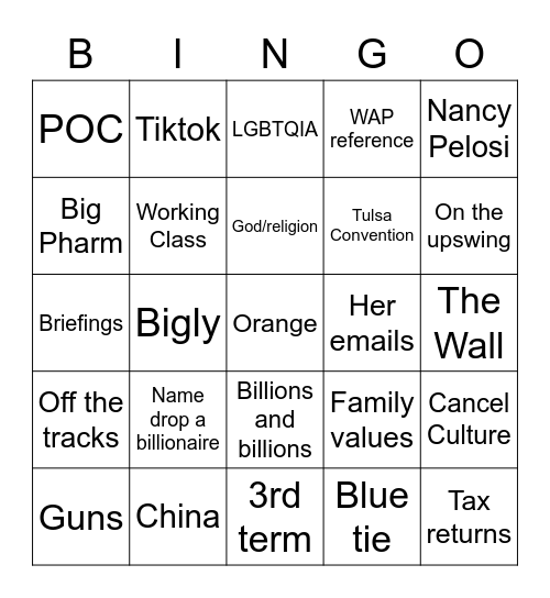 RNC Bingo Card